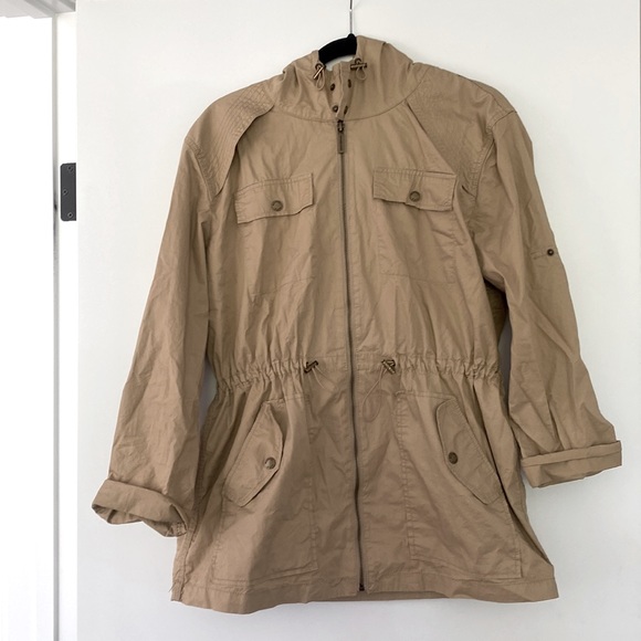 Michael Kors Tan Hooded Utility Jacket—Medium - Picture 2 of 10